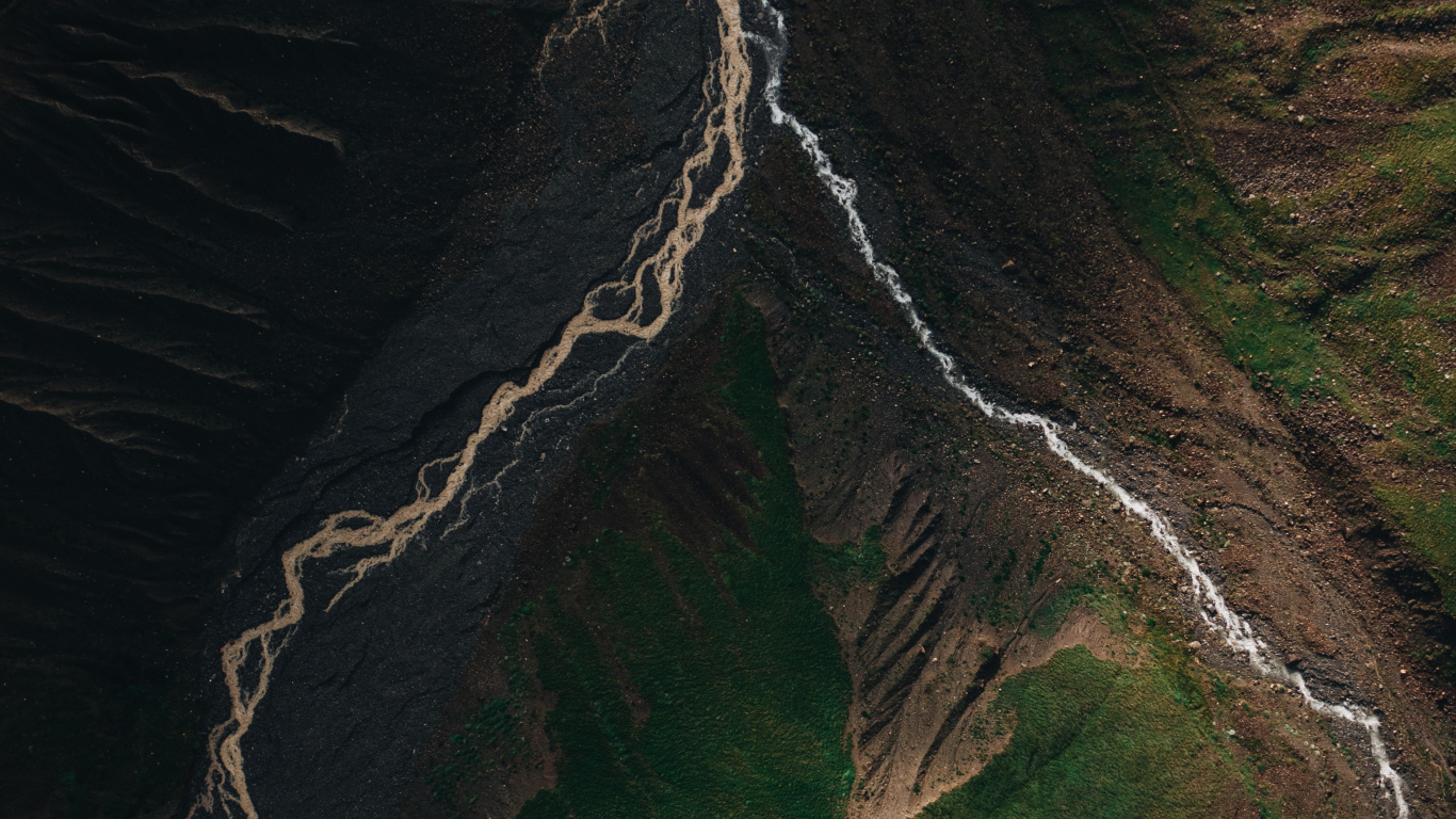 Обои вода, земля, арт, андроид, древесина в разрешении 1366x768