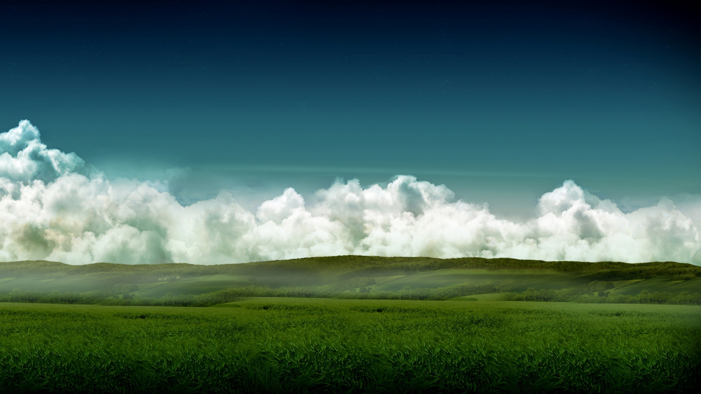 Обои облако, сенокосное угодье, природа, зеленый, дневное время в разрешении 1366x768