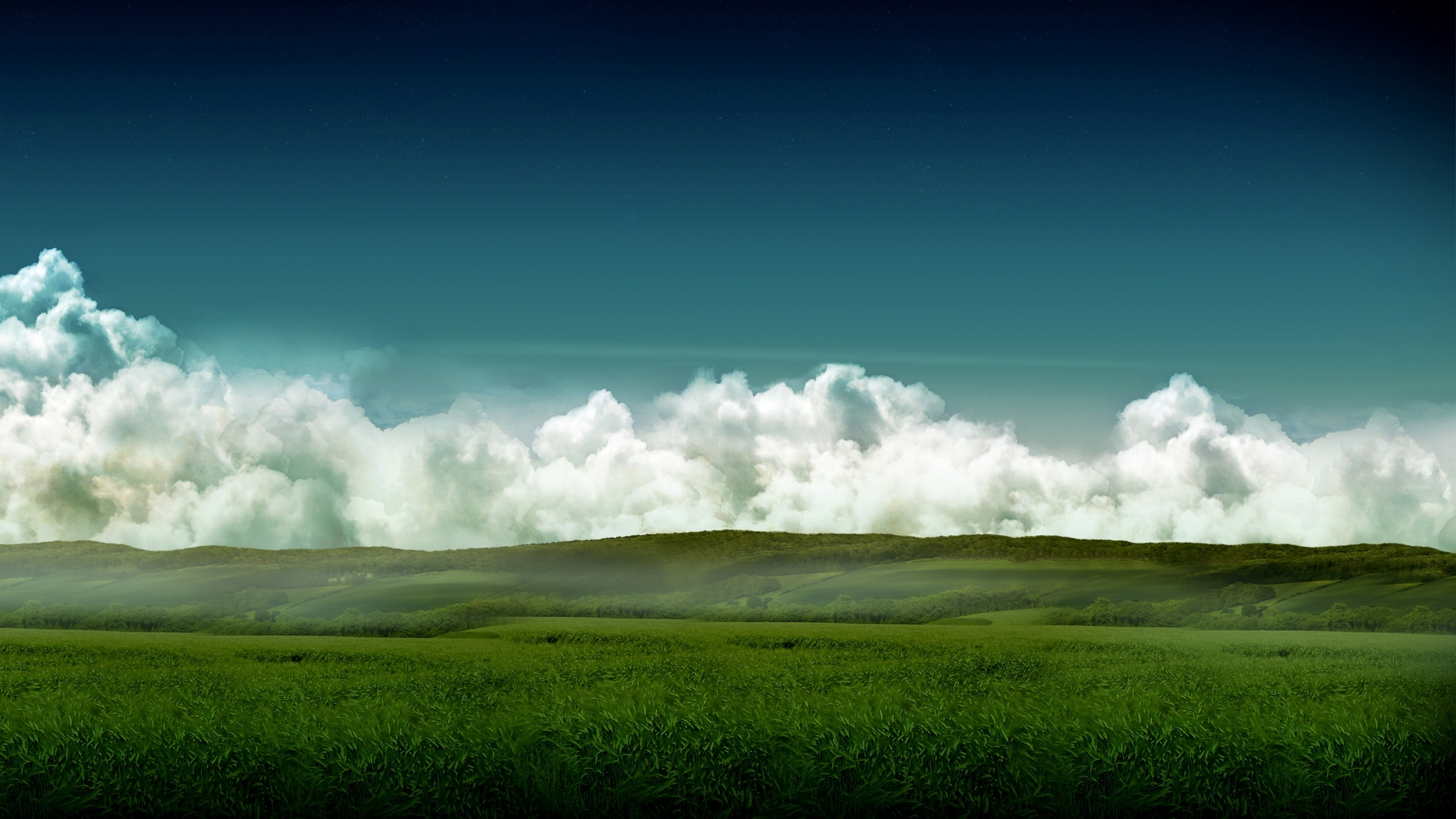 Обои облако, сенокосное угодье, природа, зеленый, дневное время в разрешении 2560x1440