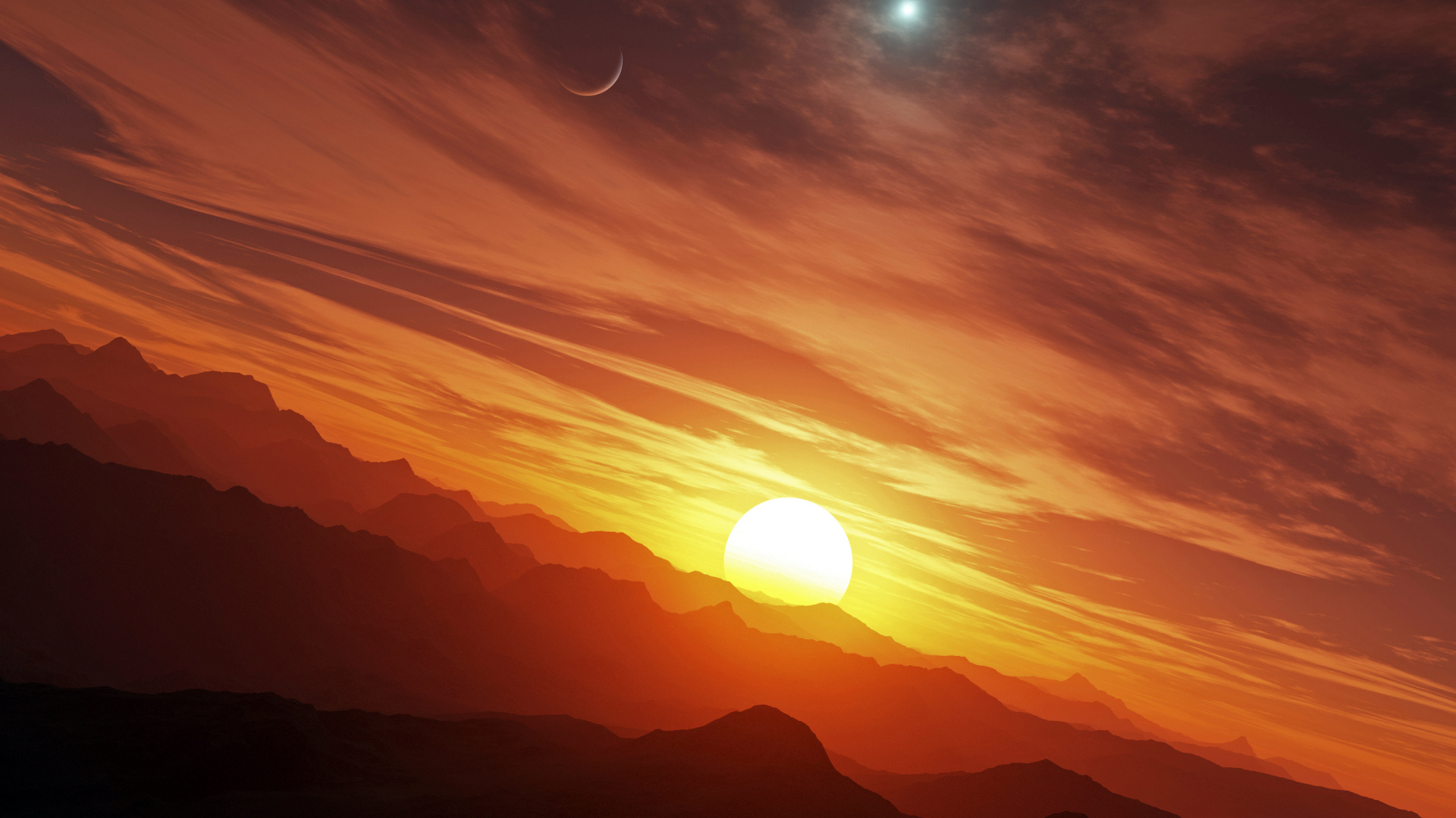 Обои солнце, закат, звезда, восход солнца, послесвечение в разрешении 1920x1080