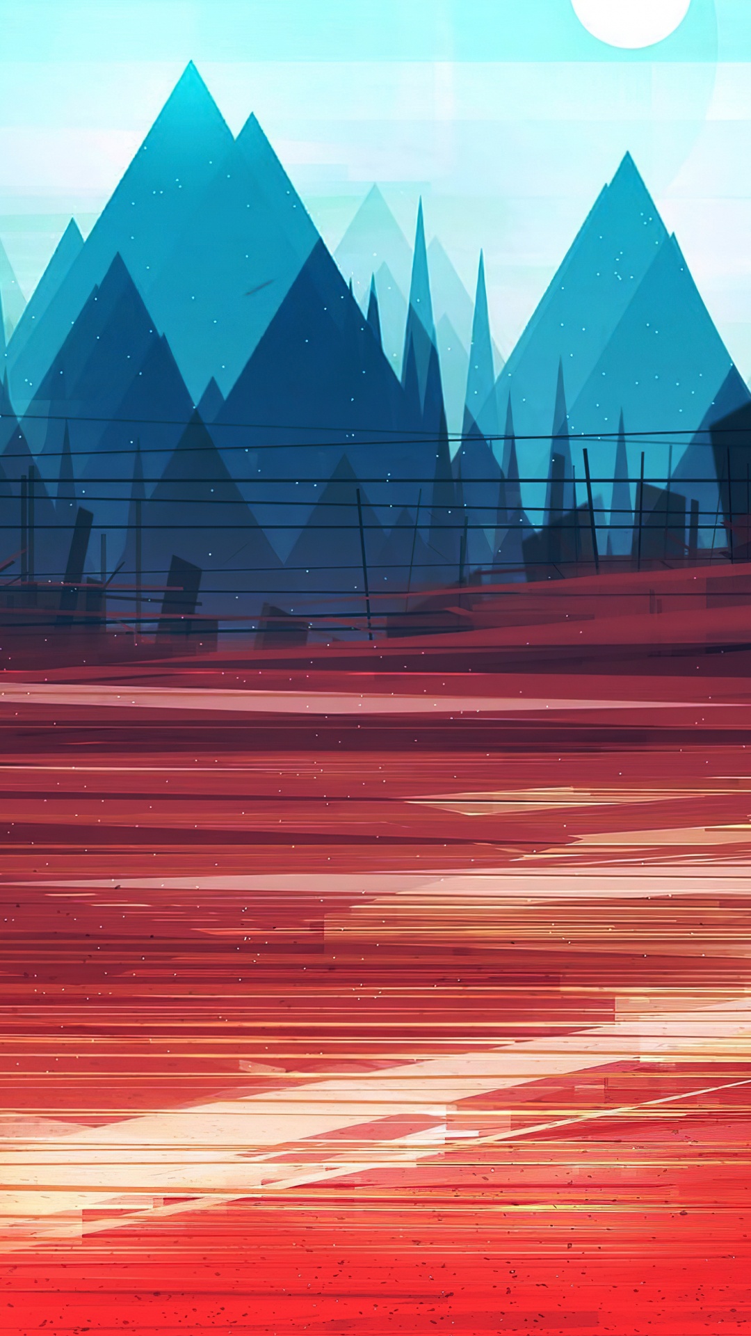 Обои иллюстратор геометрический пейзаж, иллюстрация, городской пейзаж, иллюстратор, пейзаж в разрешении 1080x1920