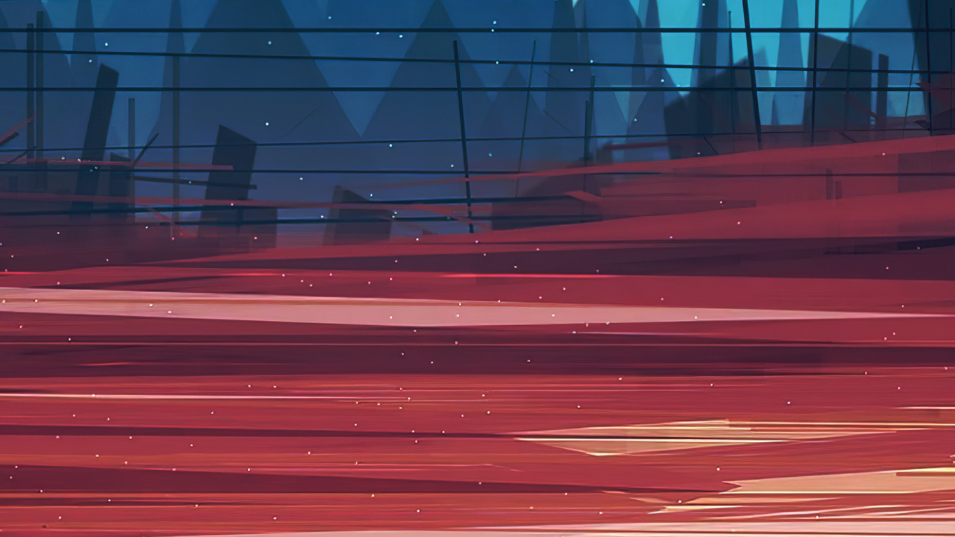 Обои иллюстратор геометрический пейзаж, иллюстрация, городской пейзаж, иллюстратор, пейзаж в разрешении 1366x768