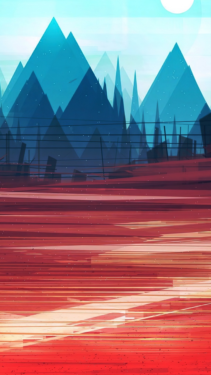 Обои иллюстратор геометрический пейзаж, иллюстрация, городской пейзаж, иллюстратор, пейзаж в разрешении 720x1280