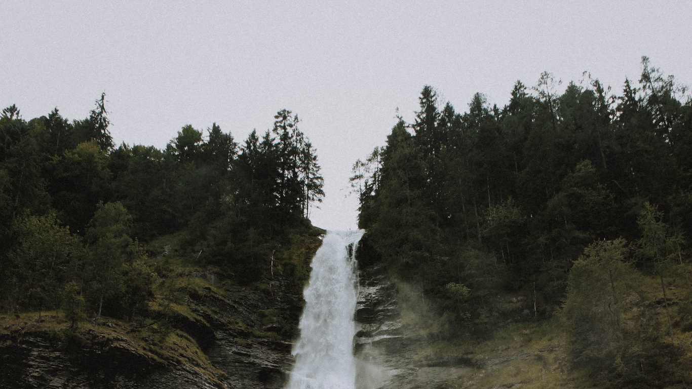 Обои водопад, гидроресурсы, водоем, вода, природа в разрешении 1366x768