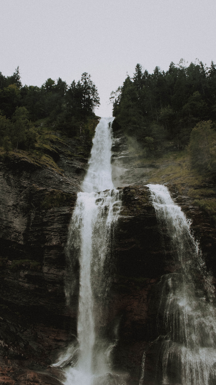 Обои водопад, гидроресурсы, водоем, вода, природа в разрешении 750x1334