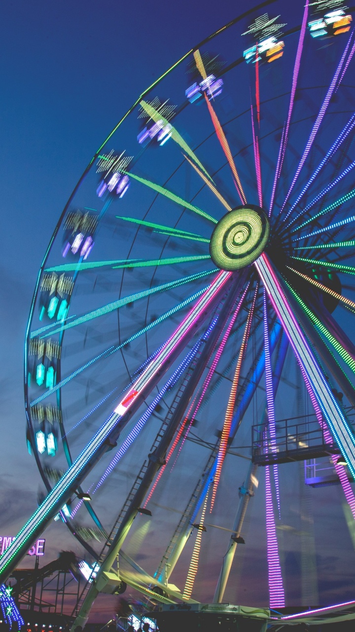 Обои колесо обозрения, колесо, отдых, забава, круг в разрешении 720x1280