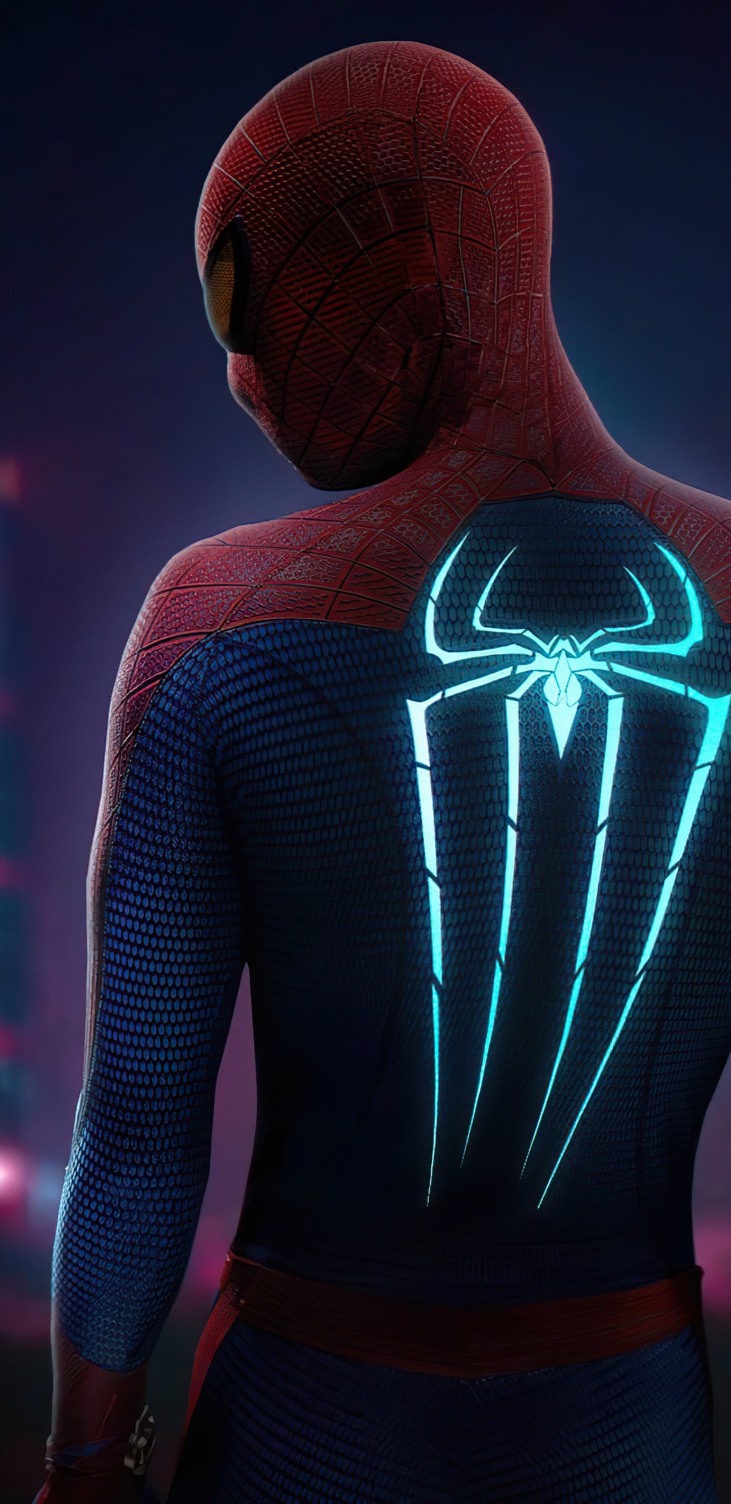 Обои светящийся костюм человека паука, человек-паук, супергерой, сустав, верхняя одежда в разрешении 1440x2960