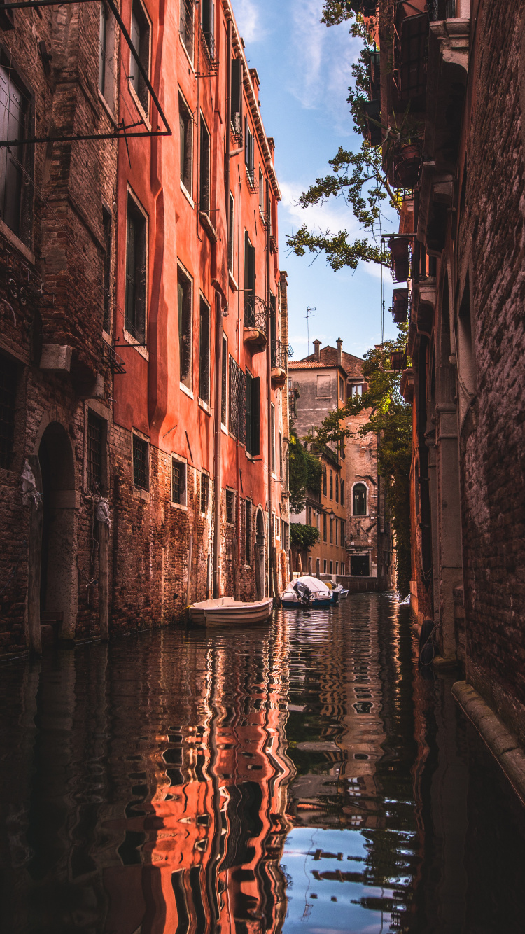 Обои Венеция, канал, водный путь, водоем, вода в разрешении 750x1334