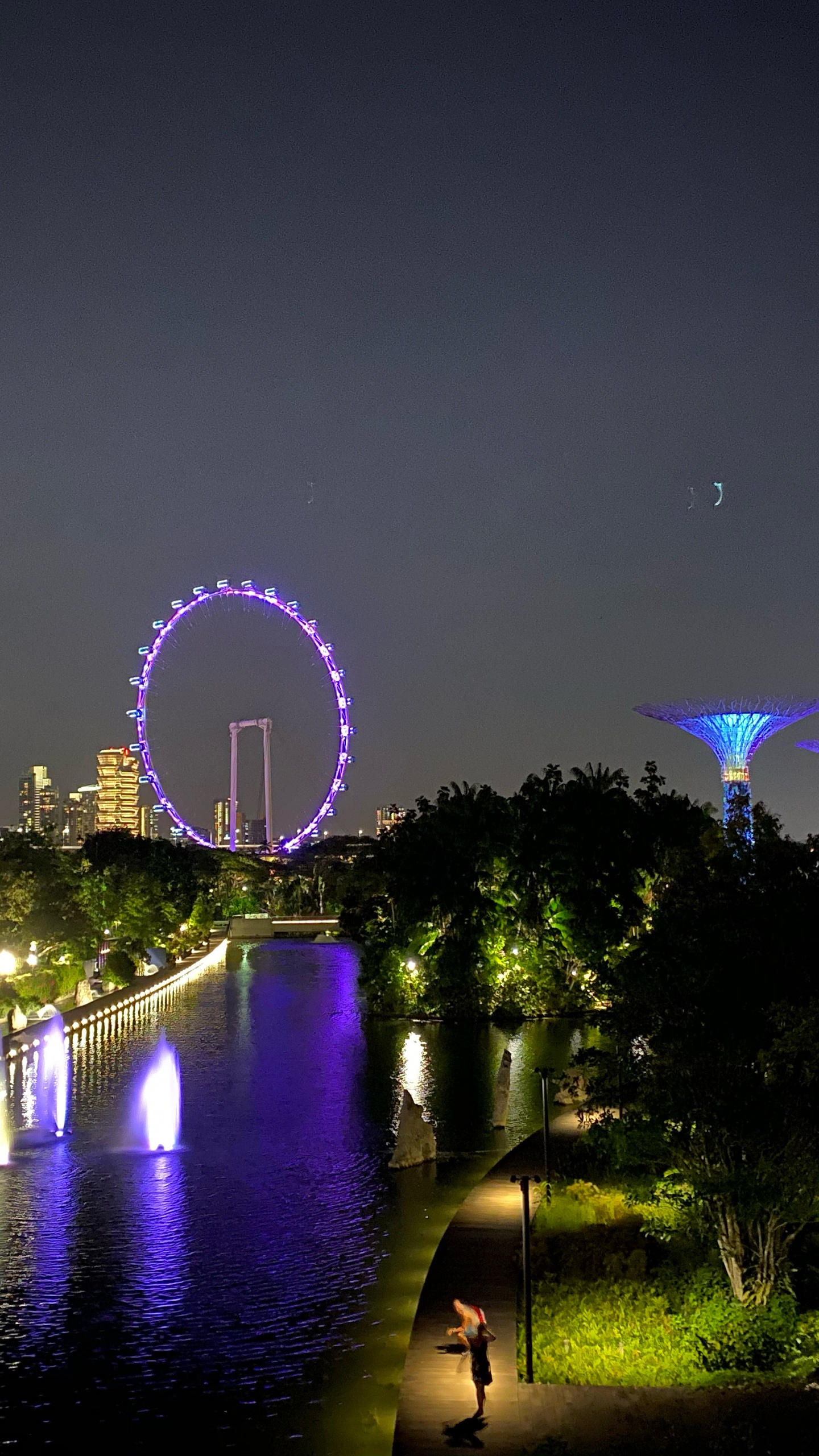 Обои отражение, ночь, метрополия, ориентир, мажорель синий в разрешении 1440x2560