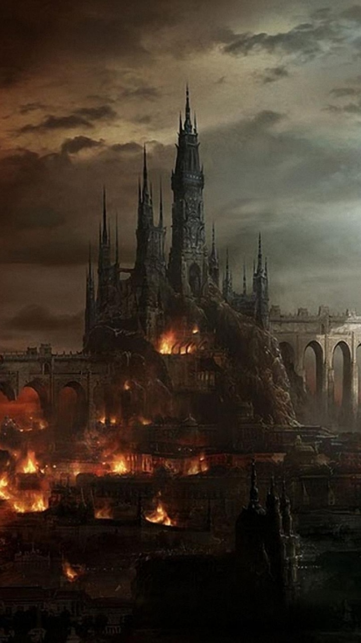 Обои фэнтези, арт, фантастическое искусство, метрополия, иллюстрация в разрешении 720x1280