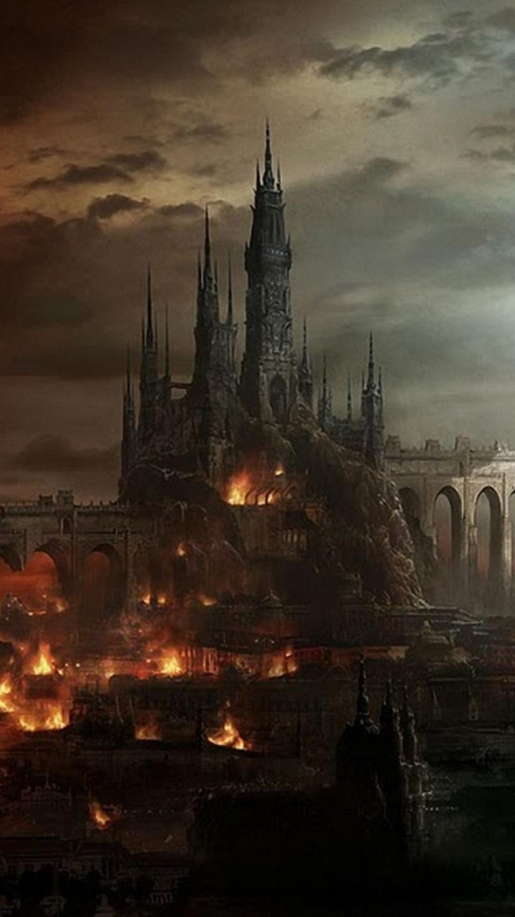 Обои фэнтези, арт, фантастическое искусство, метрополия, иллюстрация в разрешении 750x1334