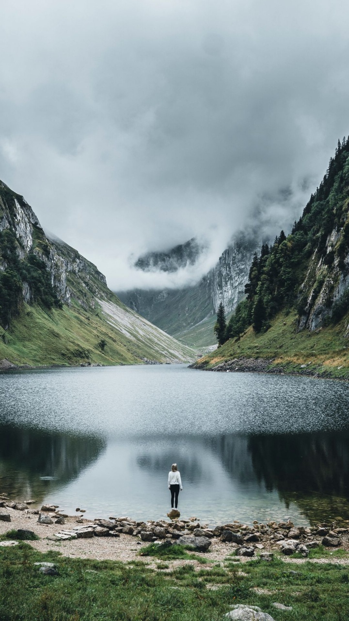 Обои природа, Альпы, гора, озеро, дикая местность в разрешении 720x1280