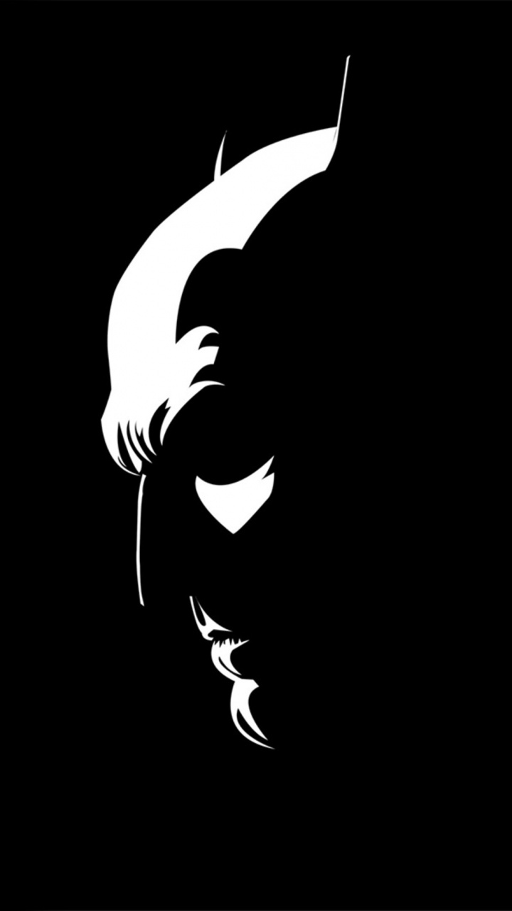 Обои черный и белый, Бэтмен, темнота, графика, монохромный в разрешении 720x1280