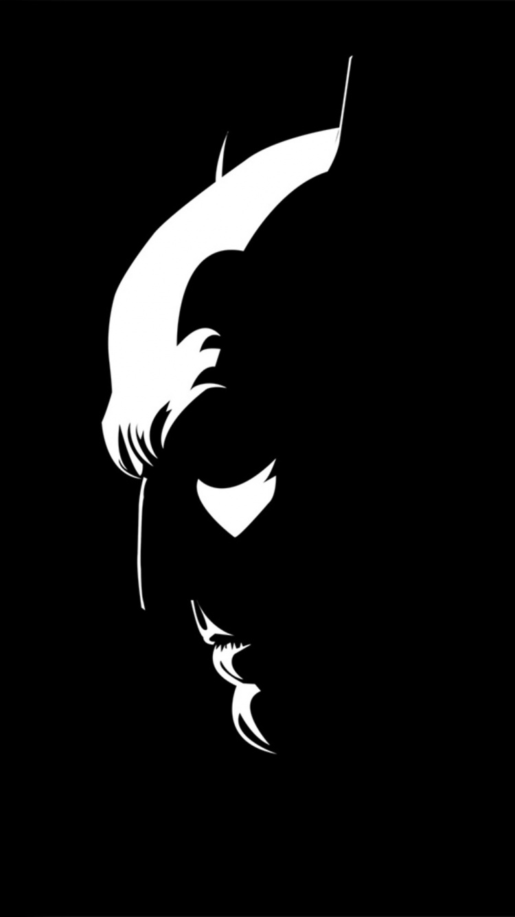 Обои черный и белый, Бэтмен, темнота, графика, монохромный в разрешении 750x1334