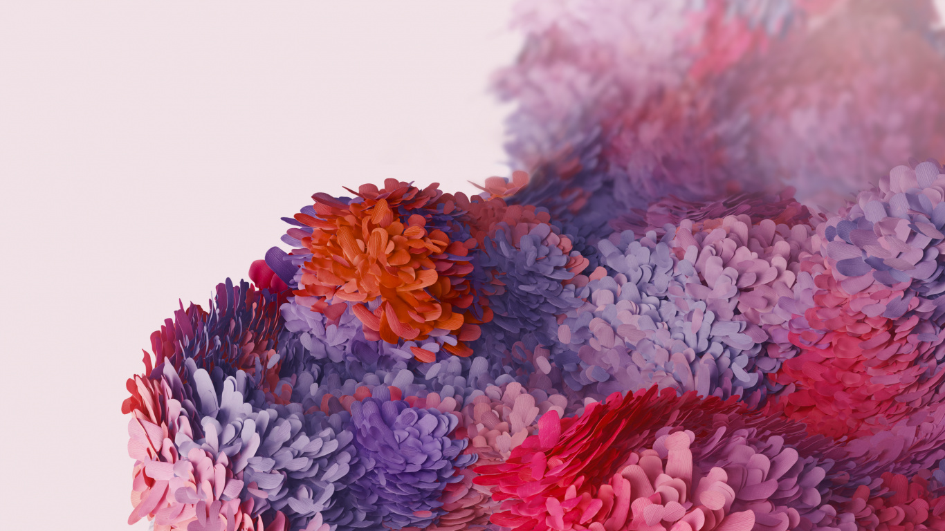 Обои Samsung Galaxy, Samsung, Samsung Galaxy S20, андроид, лепесток в разрешении 1366x768