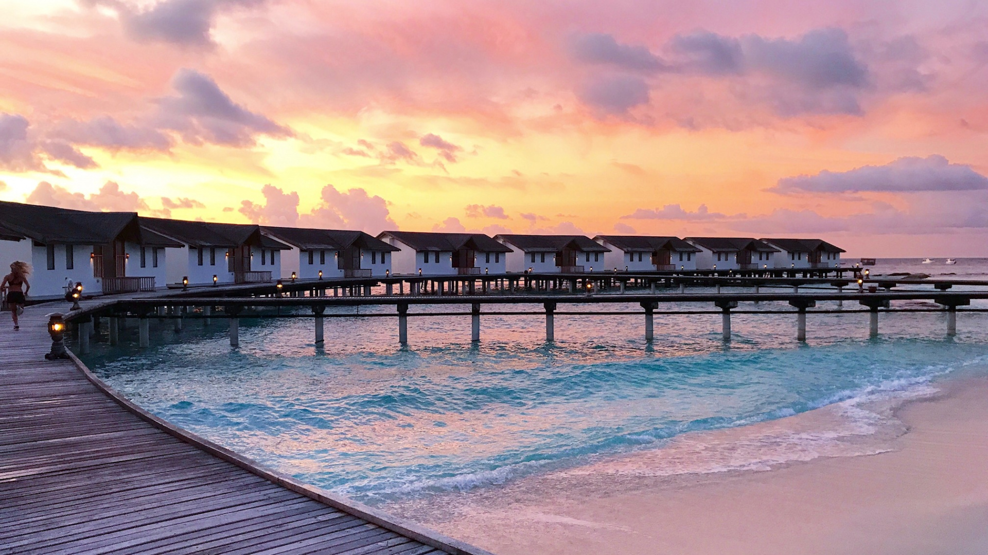 Обои море, закат, вода, горизонт, вечер в разрешении 1920x1080