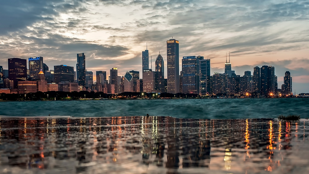 Обои линия горизонта, Чикаго, небоскреб, городской пейзаж, город в разрешении 1280x720