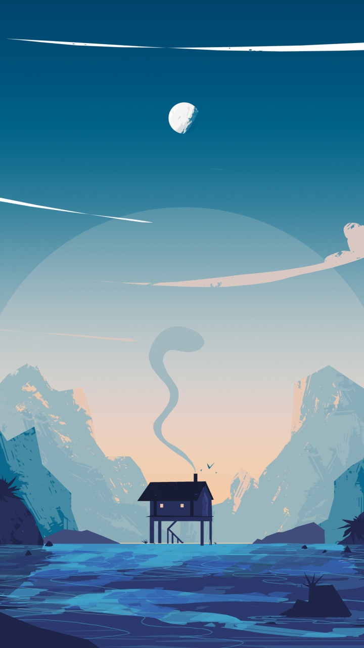 Обои минимализм, атмосфера, арт, лед, иллюстрация в разрешении 720x1280