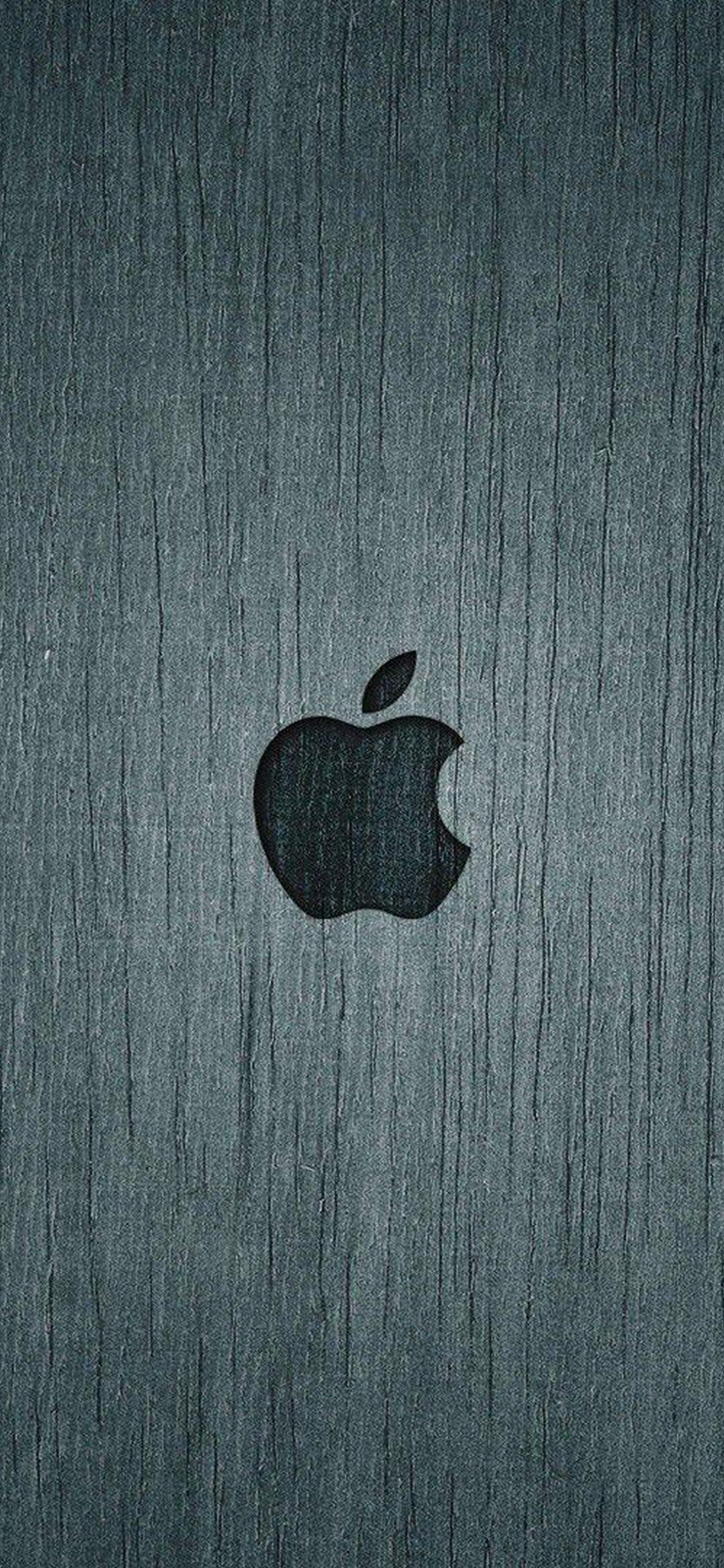 Обои apple, графика, черный, древесина, лого в разрешении 1125x2436