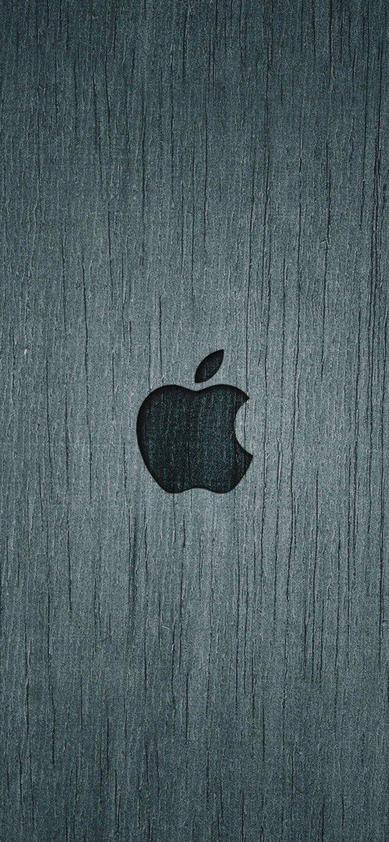 Обои apple, графика, черный, древесина, лого в разрешении 1242x2688