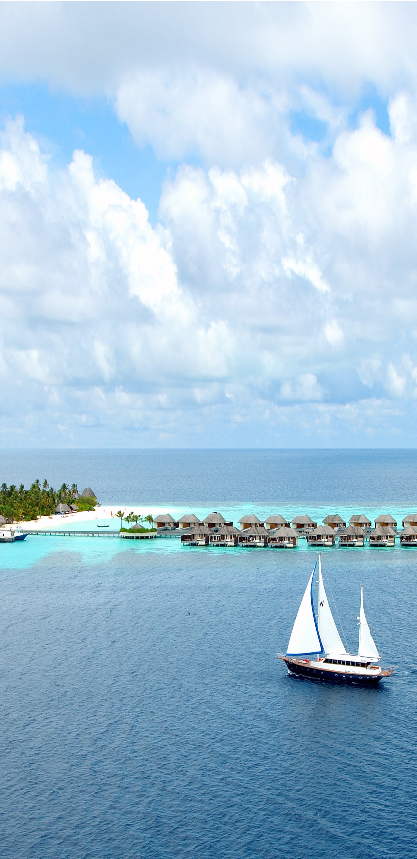 Обои перевозка воды, море, гидроресурсы, Нияма Частная Мальдивы, курортный остров в разрешении 1440x2960