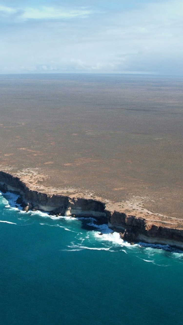 Обои Бунда-Клиффс, земля, Равнина Налларбор, побережье, прибрежные и океанические рельефы в разрешении 750x1334