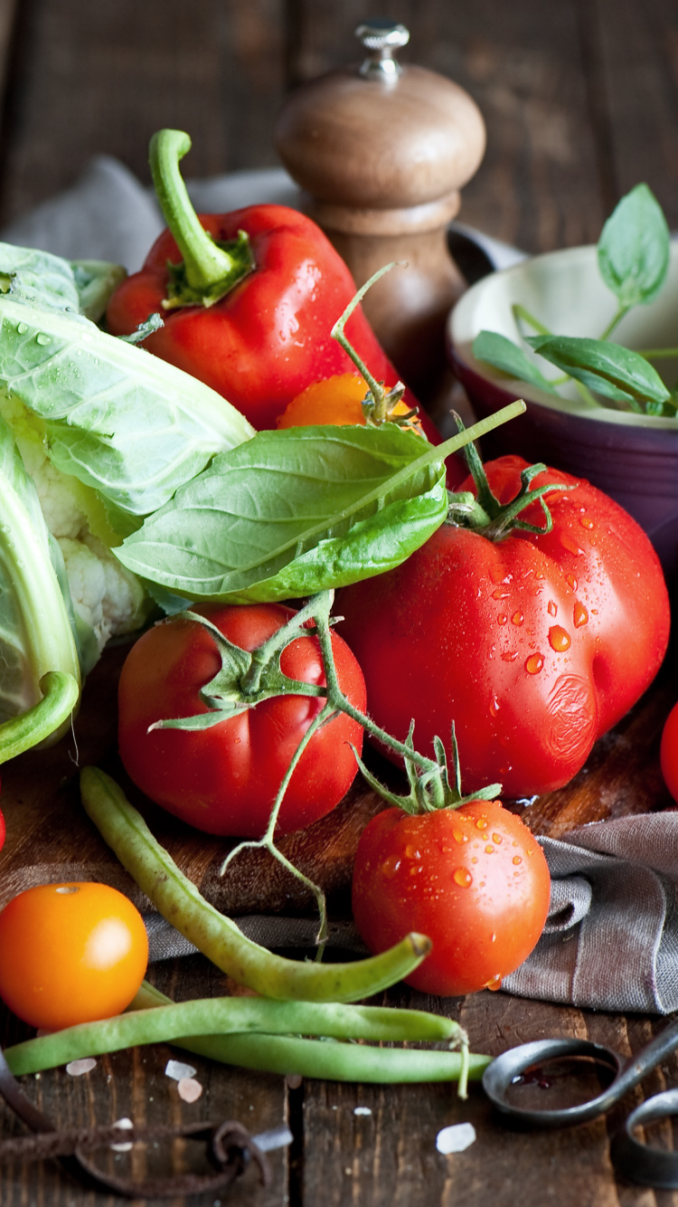 Обои овощ, природные продукты, пища, помидор, фрукты в разрешении 750x1334
