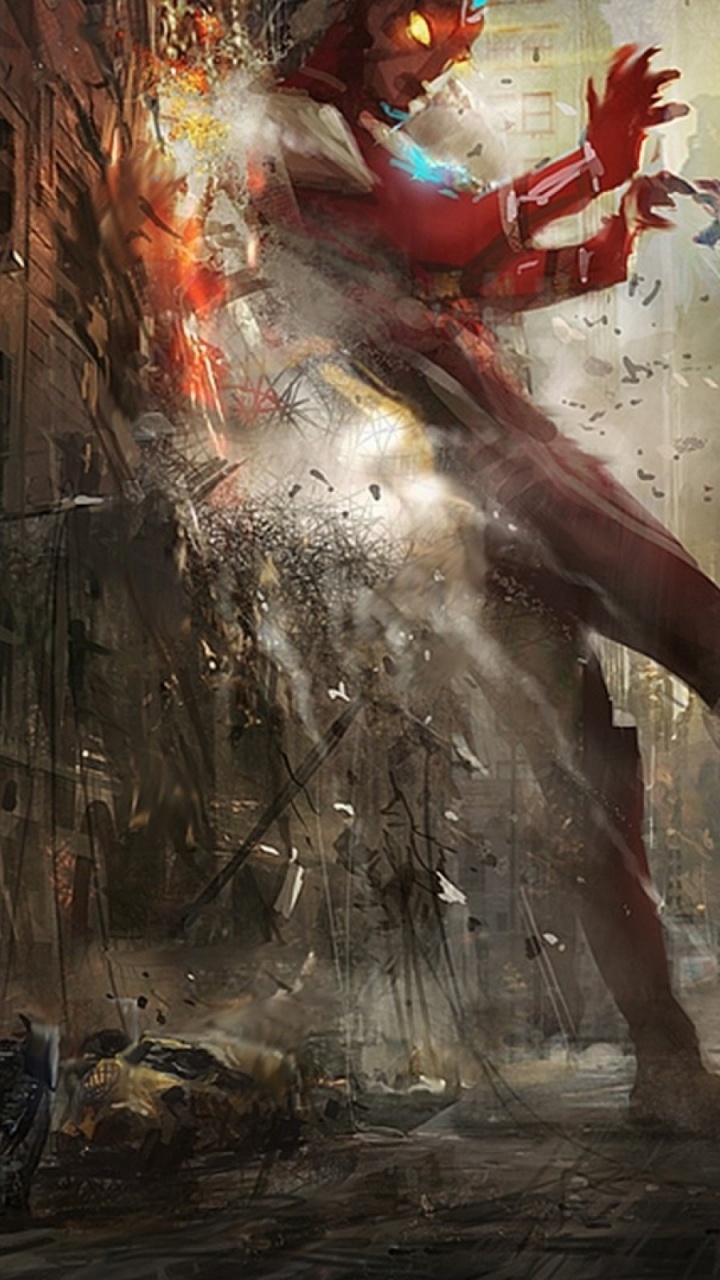 Обои Годзилла, Гамера, Ультрамен, Мехагодзилла, арт в разрешении 720x1280