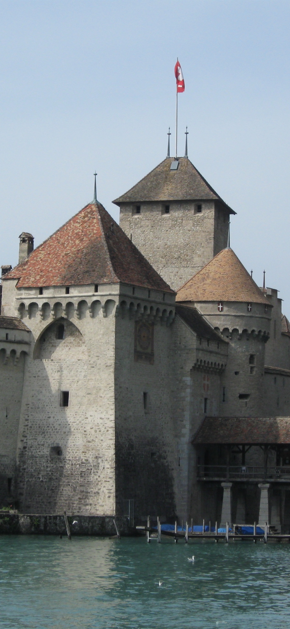 Обои chteau де Шильон, Монтре, замок, водный замок, фортификация в разрешении 1125x2436