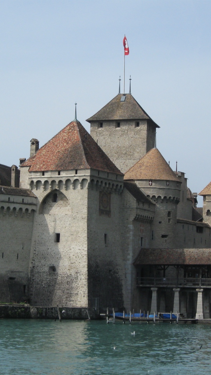 Обои chteau де Шильон, Монтре, замок, водный замок, фортификация в разрешении 720x1280
