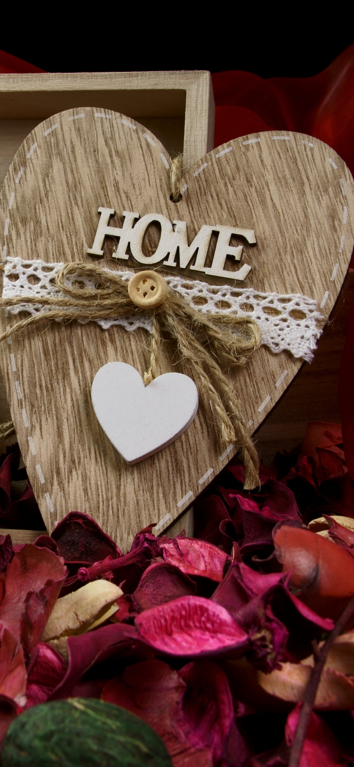 Обои роман, сердце, лепесток, День Святого Валентина, цветок в разрешении 1242x2688