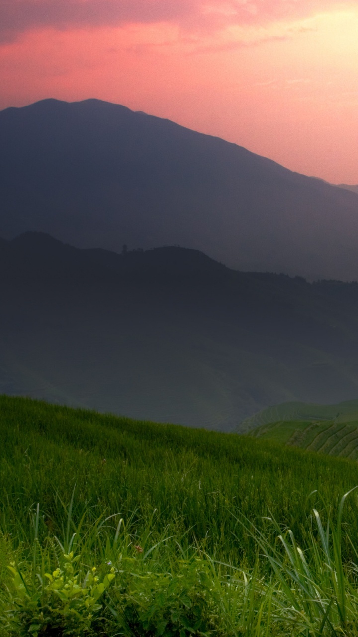 Обои природа, нагорье, горный рельеф, сенокосное угодье, холм в разрешении 720x1280