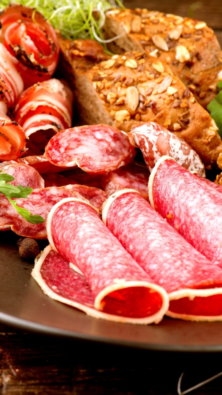 Обои ветчина, итальянская кухня, салями, колбаса, пища в разрешении 720x1280