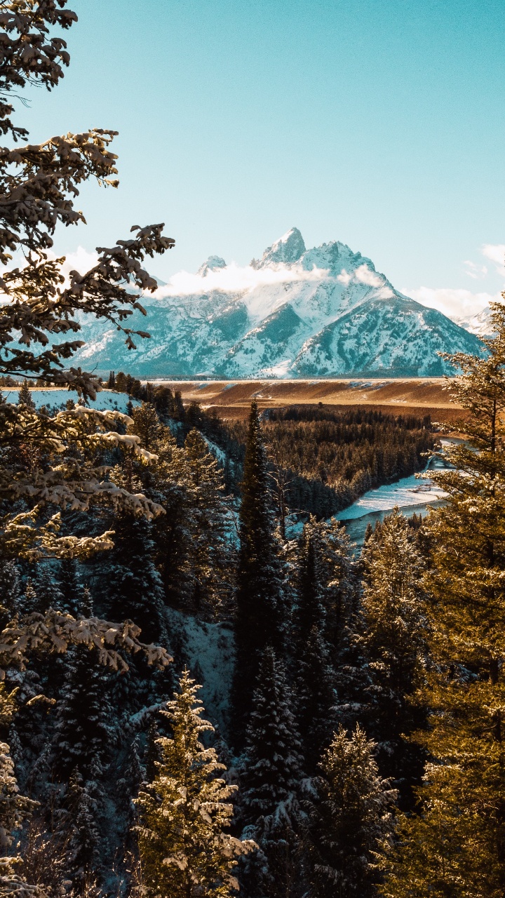 Обои национальный парк Гранд титон, горный рельеф, природный ландшафт, биом, небо в разрешении 720x1280