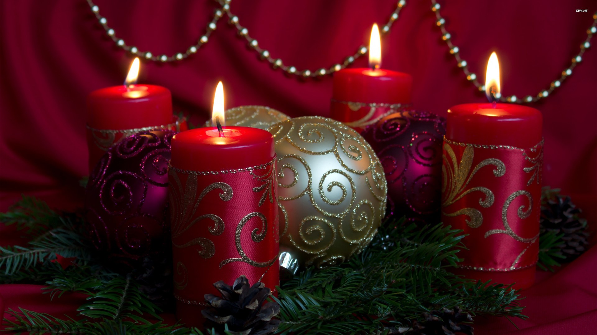 Обои наступление, Свечи адвента, Рождественский день, Рождественский венок, освещение в разрешении 1920x1080