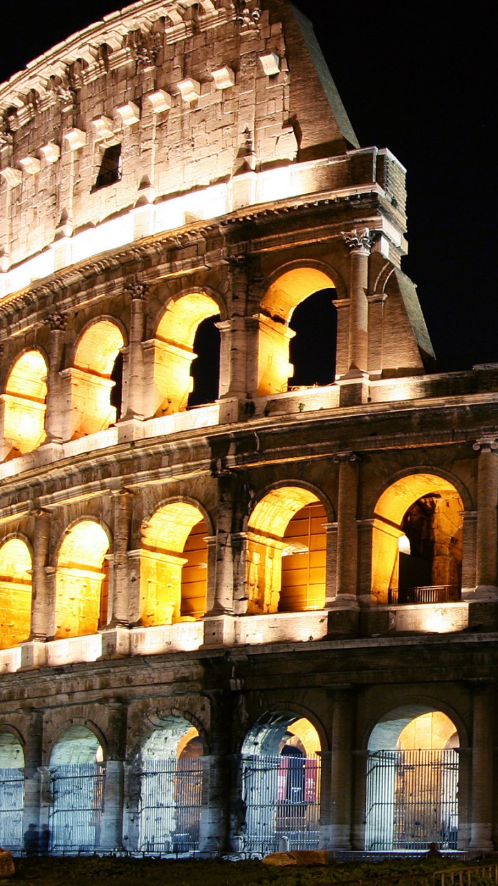 Обои Колизей, ориентир, ночь, арка, древняя история в разрешении 720x1280