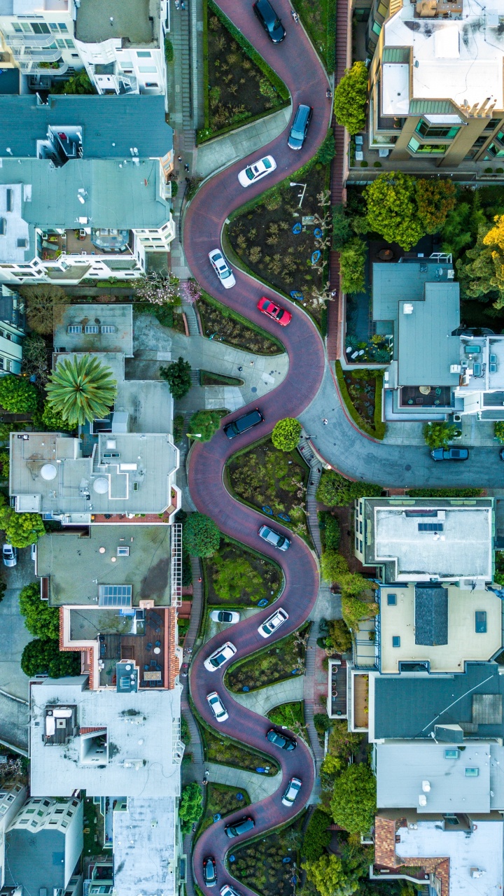 Обои ломбард-стрит, мост Golden Gate, Фишерманс-Уорф, Гайд-стрит, Солье в разрешении 720x1280