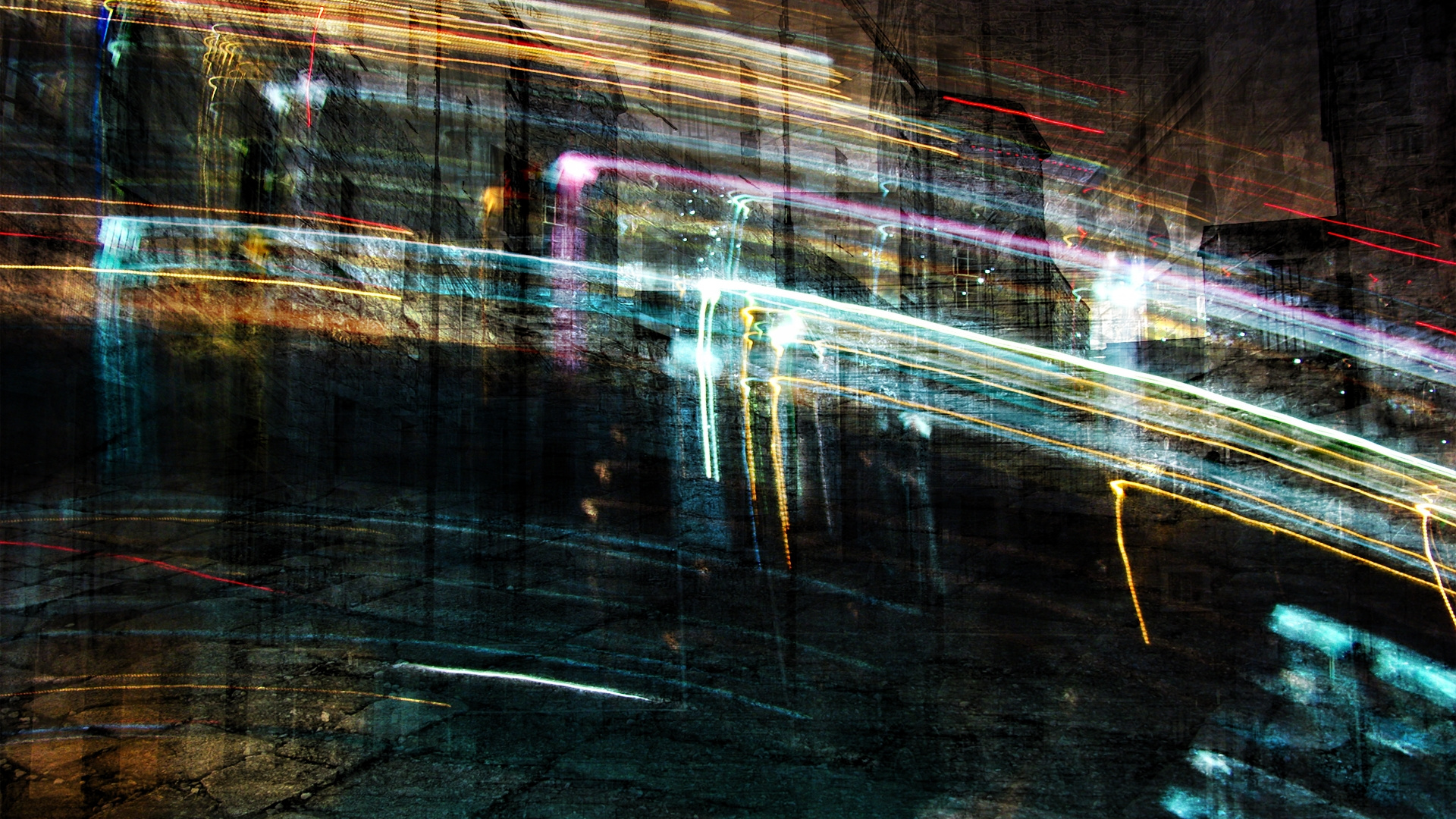 Обои свет, отражение, ночь, городской район, город в разрешении 1920x1080