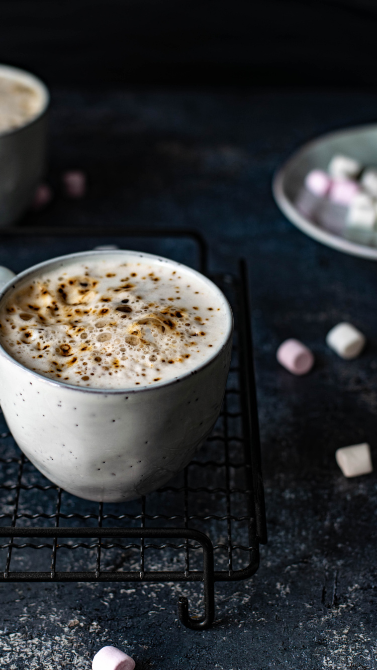 Обои кофе, капучино, латте, пища, блюда в разрешении 750x1334