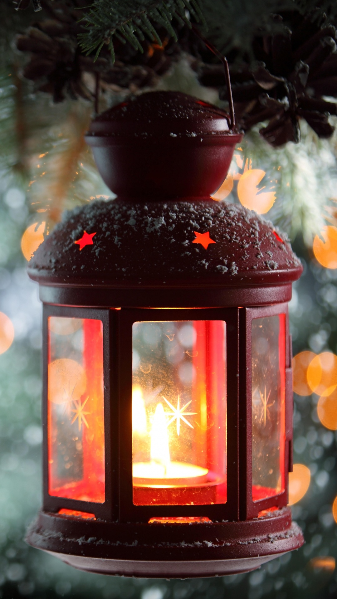 Обои фонарь, освещение, дерево, Рождество, Новый год в разрешении 1080x1920