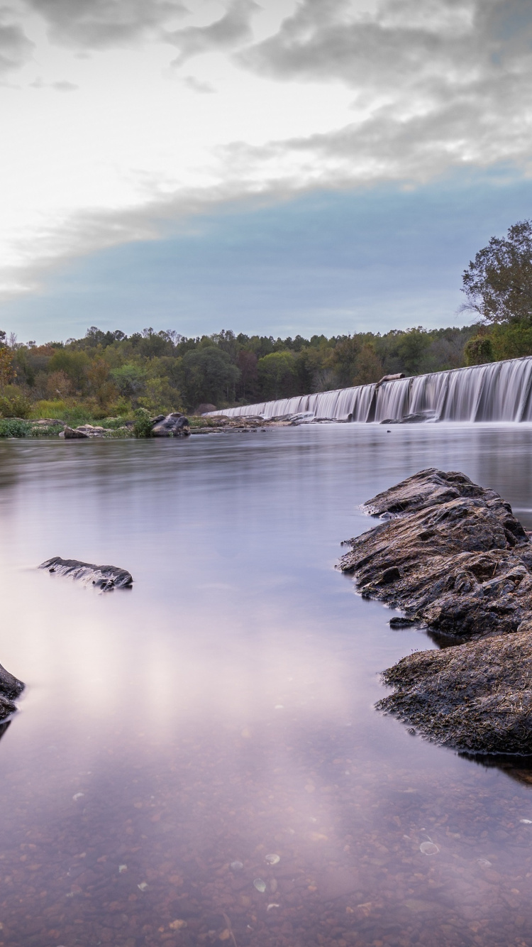 Обои отражение, вода, облако, природный ландшафт, дерево в разрешении 750x1334