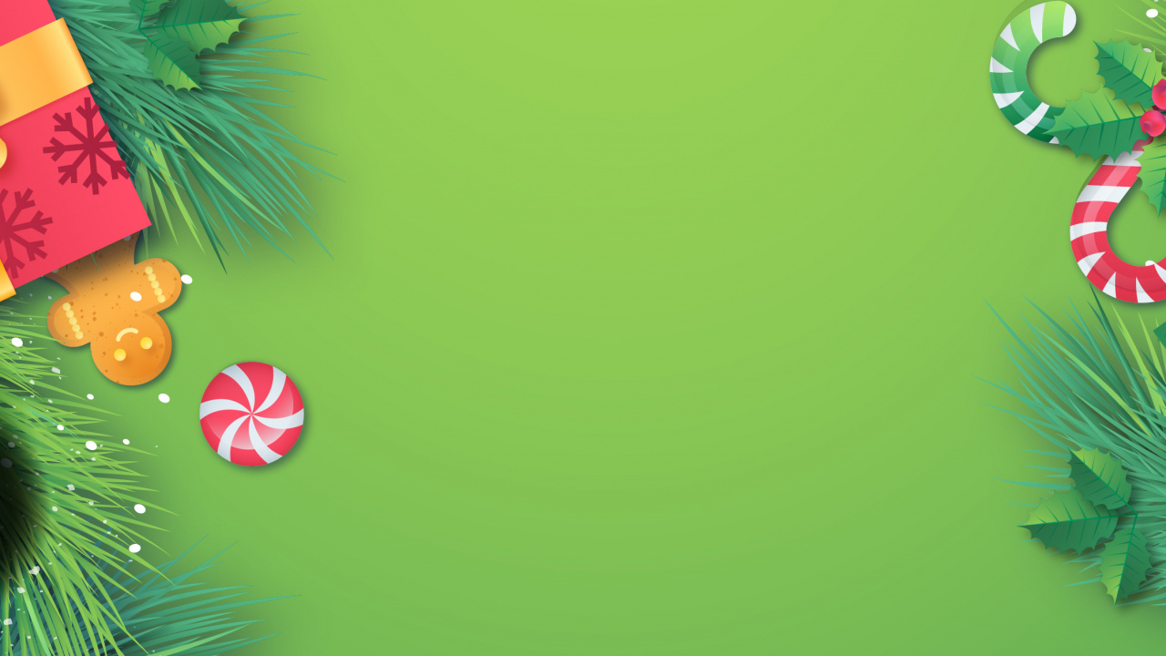 Обои зеленый, рождественский орнамент, наземное растение, событие, орнамент в разрешении 1280x720