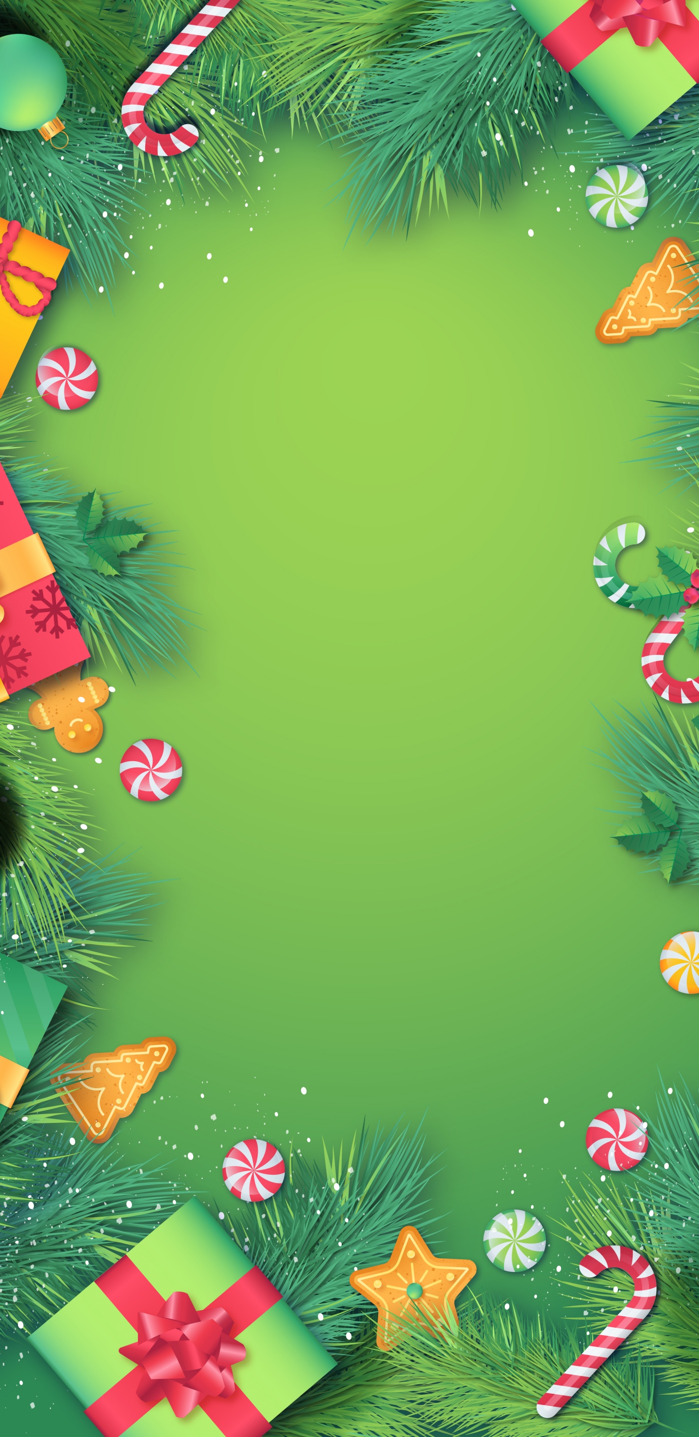 Обои зеленый, рождественский орнамент, наземное растение, событие, орнамент в разрешении 1440x2960