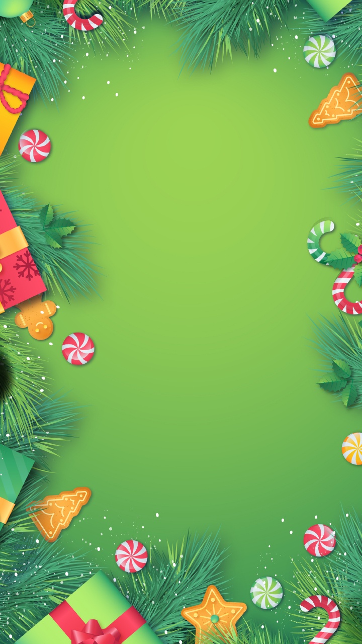 Обои зеленый, рождественский орнамент, наземное растение, событие, орнамент в разрешении 720x1280