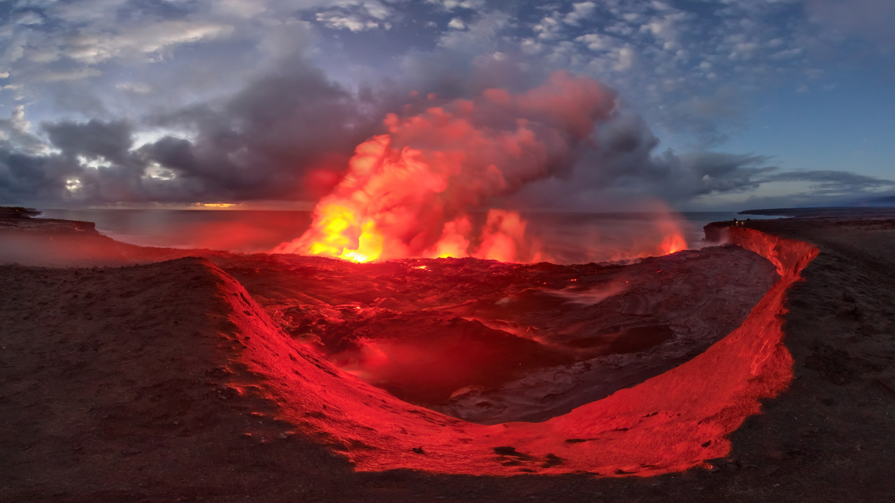 Обои ключевская сопка, вулкан, купол лавы, типы вулканических извержений, лава в разрешении 1280x720