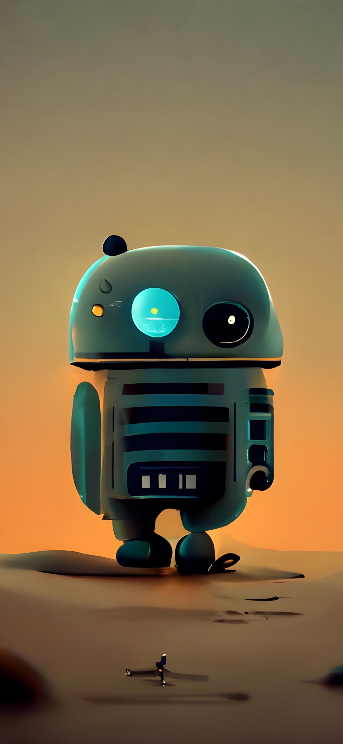 Обои милый робот, робот, искусственный интеллект, робот-компаньон, жест в разрешении 1125x2436