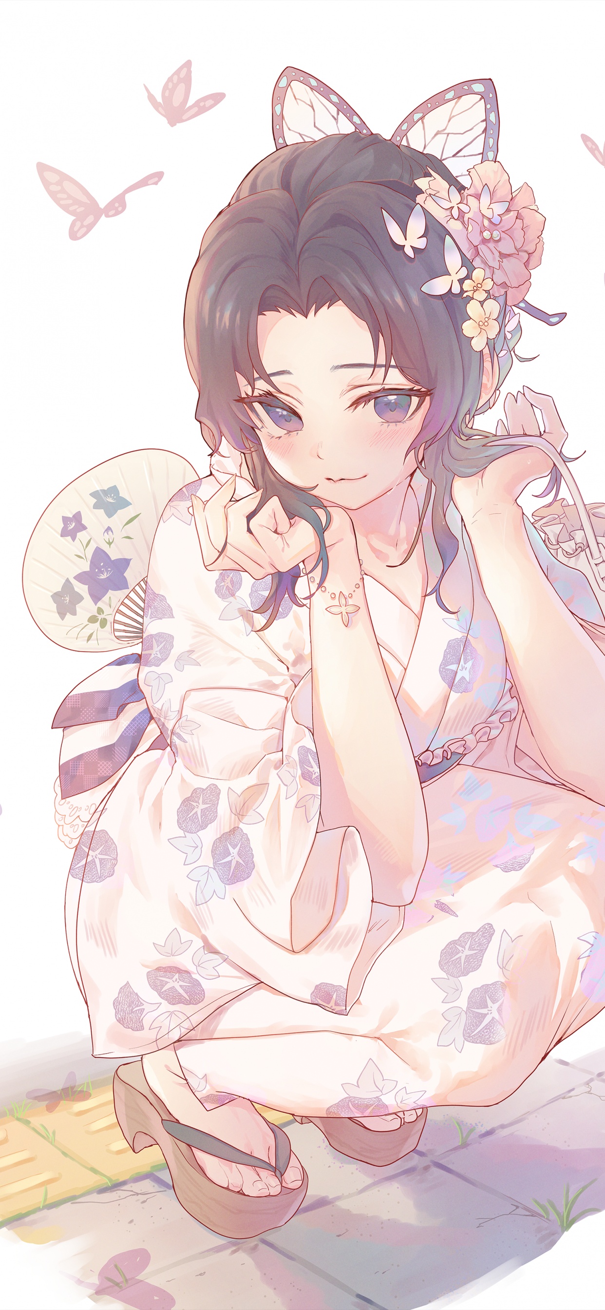 Обои фанарт по shinobu kochou, шинобу коч, Мицури Канродзи, фан арт, арт в разрешении 1242x2688