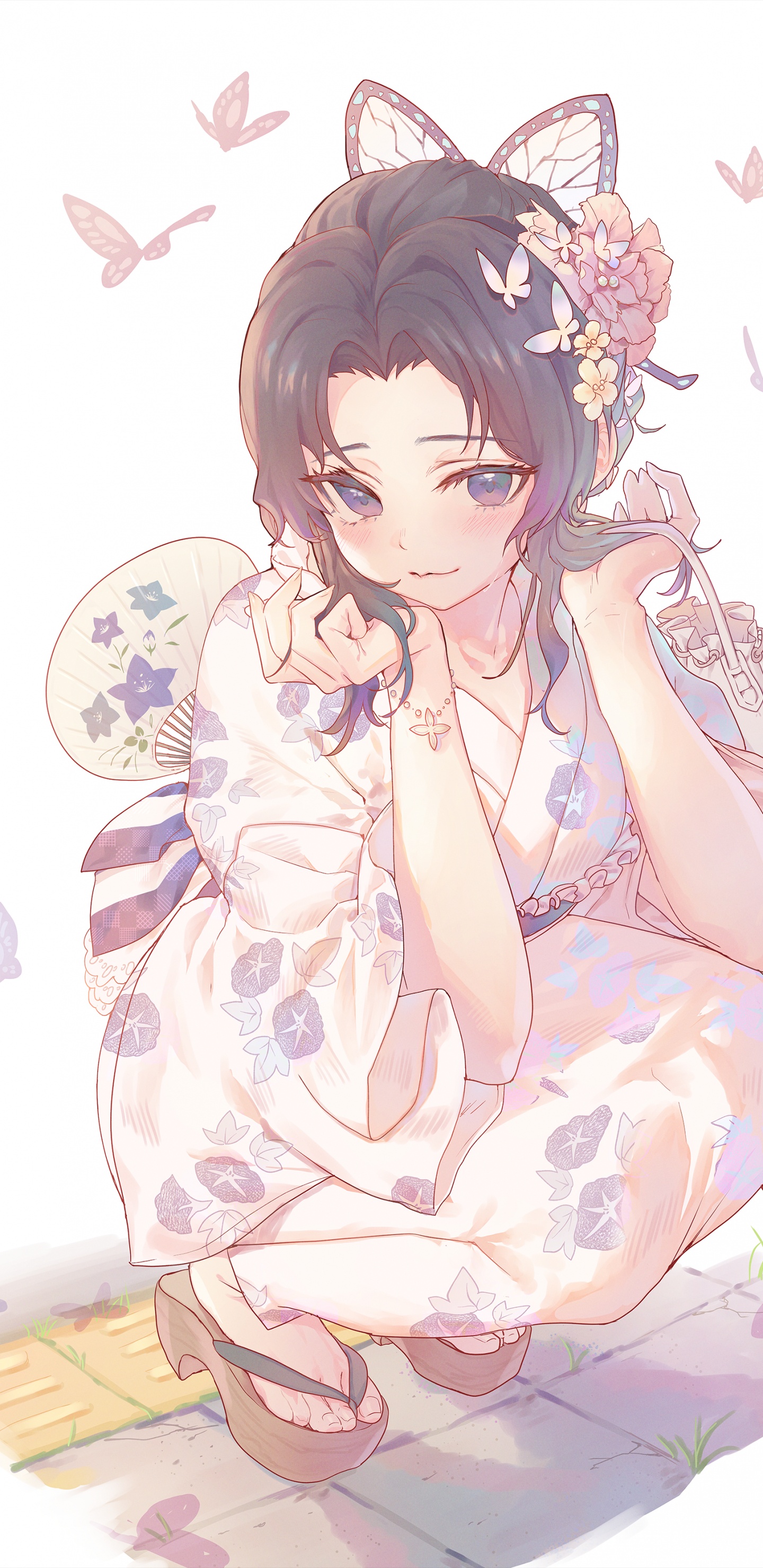 Обои фанарт по shinobu kochou, шинобу коч, Мицури Канродзи, фан арт, арт в разрешении 1440x2960