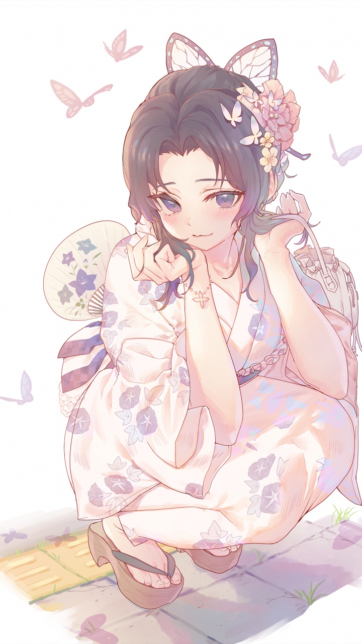 Обои фанарт по shinobu kochou, шинобу коч, Мицури Канродзи, фан арт, арт в разрешении 720x1280