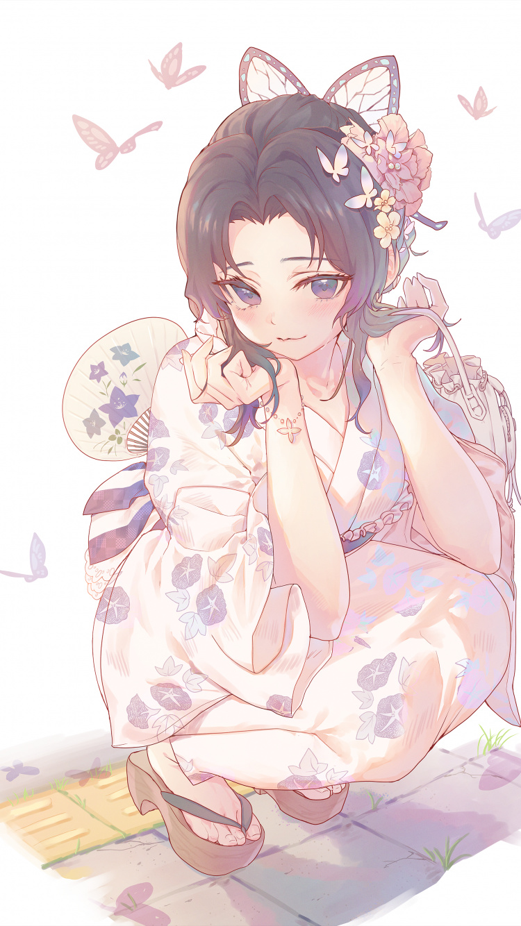 Обои фанарт по shinobu kochou, шинобу коч, Мицури Канродзи, фан арт, арт в разрешении 750x1334